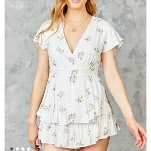 NWT Altar'd State Floral Ivory Alice Romper Size Small